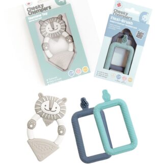Cheeky Chompers Teething Brush & Chew - Neckerchew Flexibrush Starter Toothbrush 2 Pack-Bertie The Lion