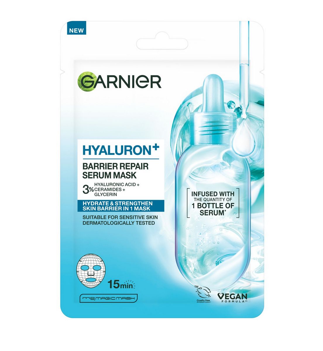 Garnier Hyaluron Barrier Repair Serum Face Mask Enriched With Hyaluronic Acid And Ceramides, 28g